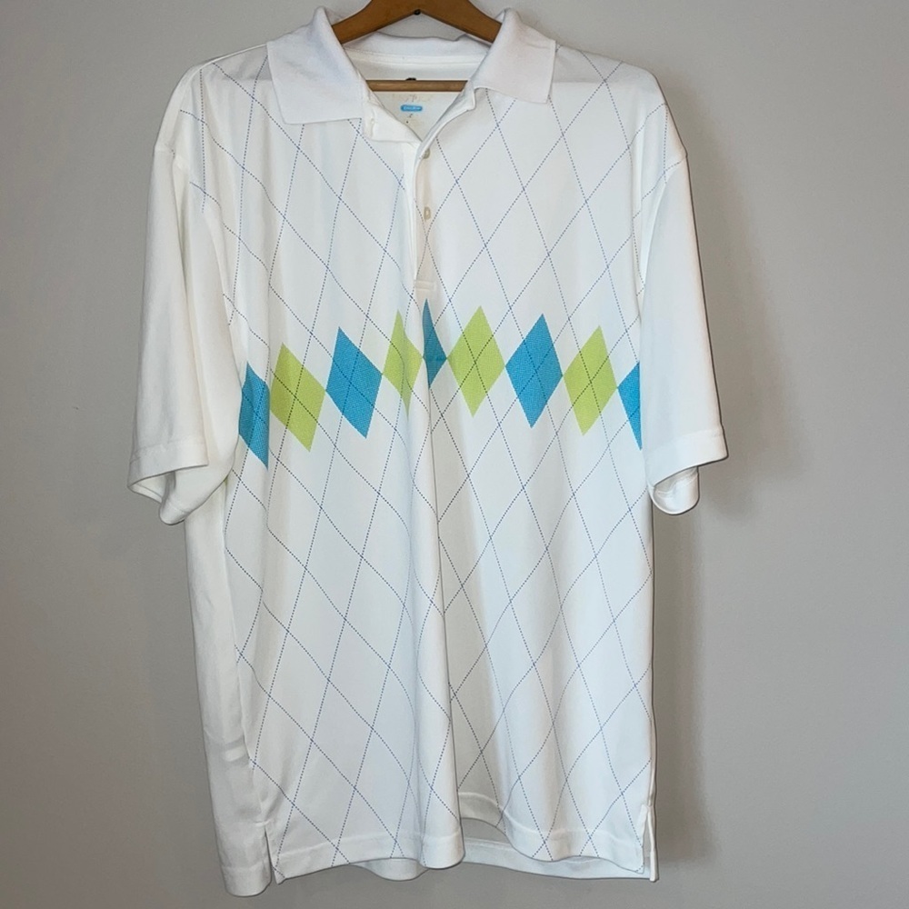 Pro Tour Golf Polo Shirt SZ XL White with Pattern Moisture Wicking Breathable - Picture 2 of 10